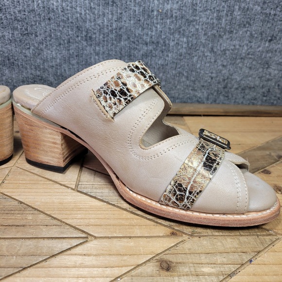 Freebird By Steven Caprice‎ Women\'s 12 Sandals Taupe Snake Leather Double Strap